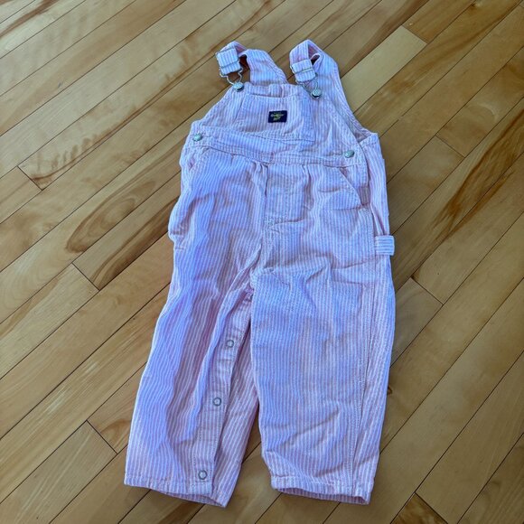 OshKosh B'gosh Light Pink Striped Overalls Vintage? Toddler Size 24 months - Picture 2 of 11